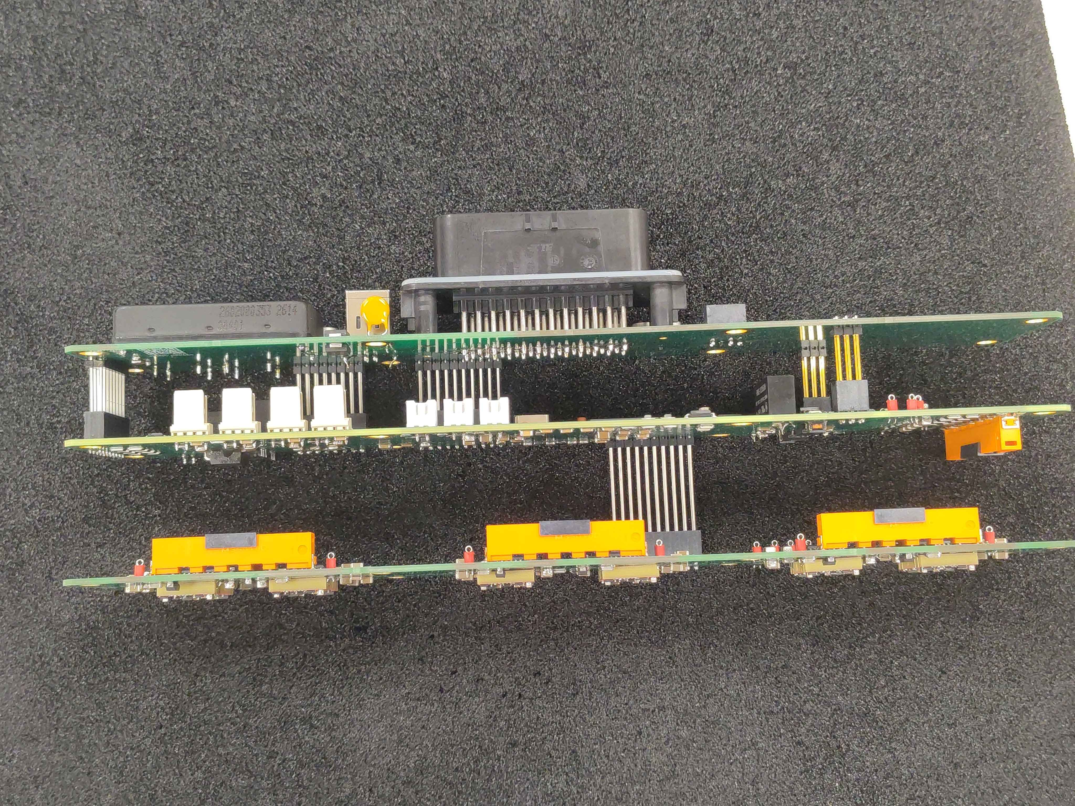 Back view of the assembled control module stack