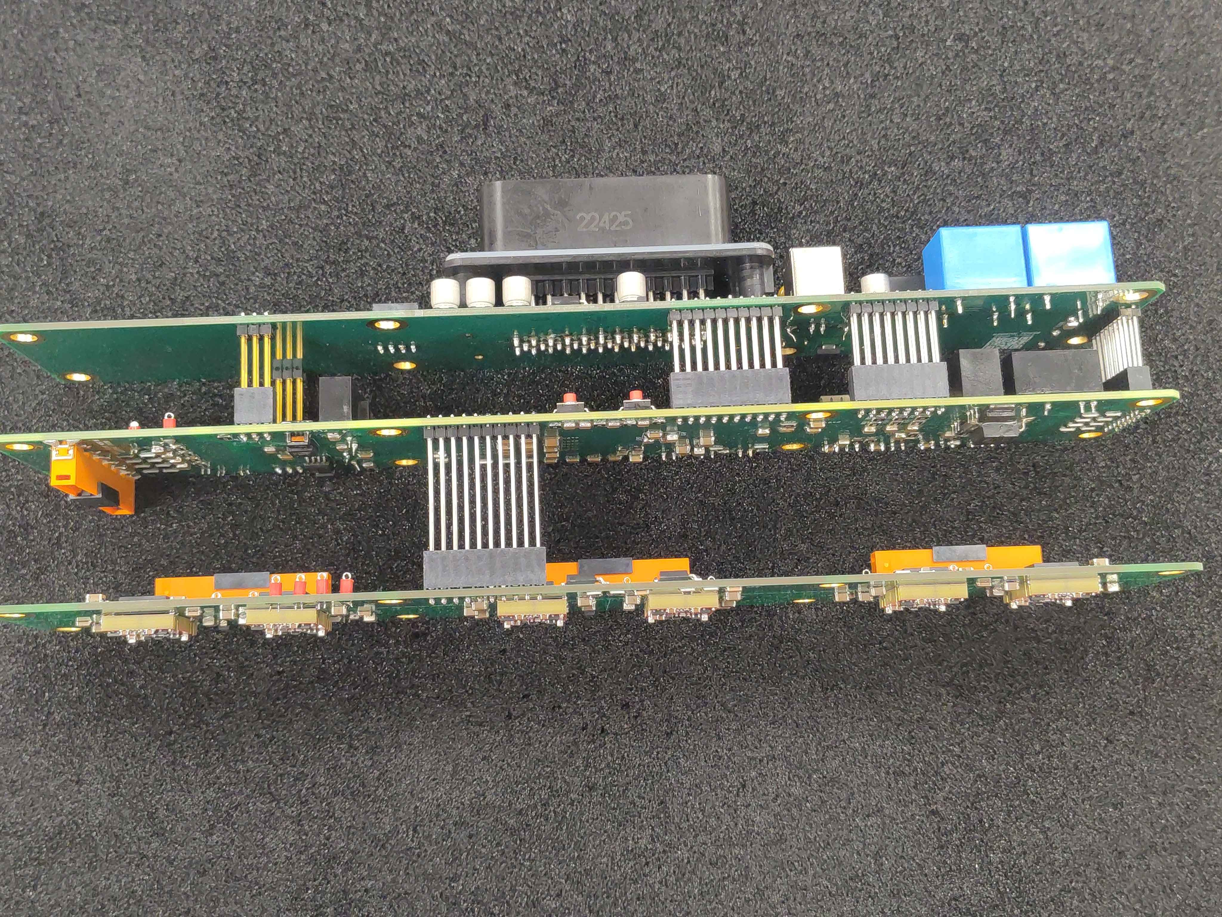 Top view of the assembled control module stack