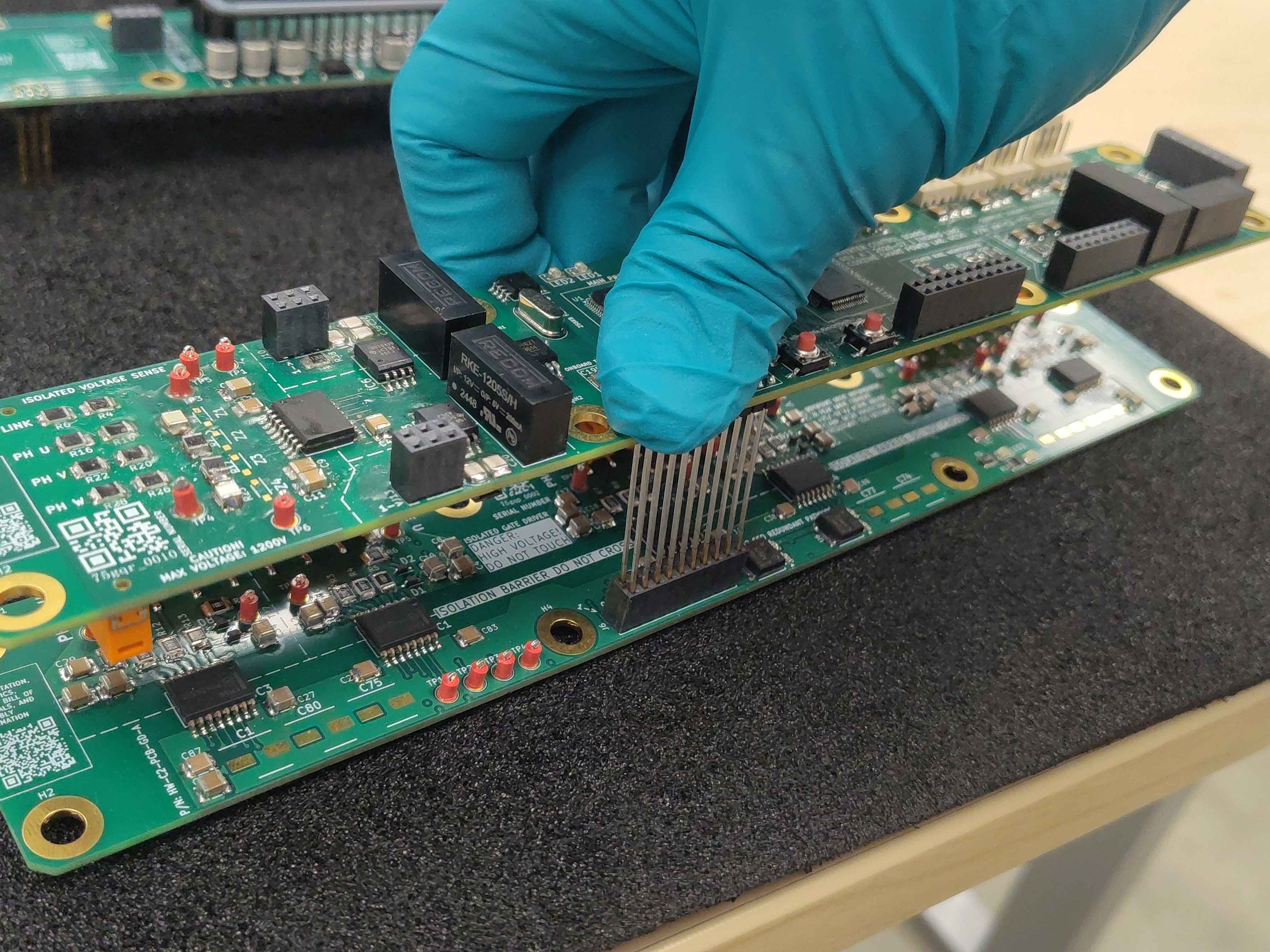 Pressing the control-board connector fully into the gate driver