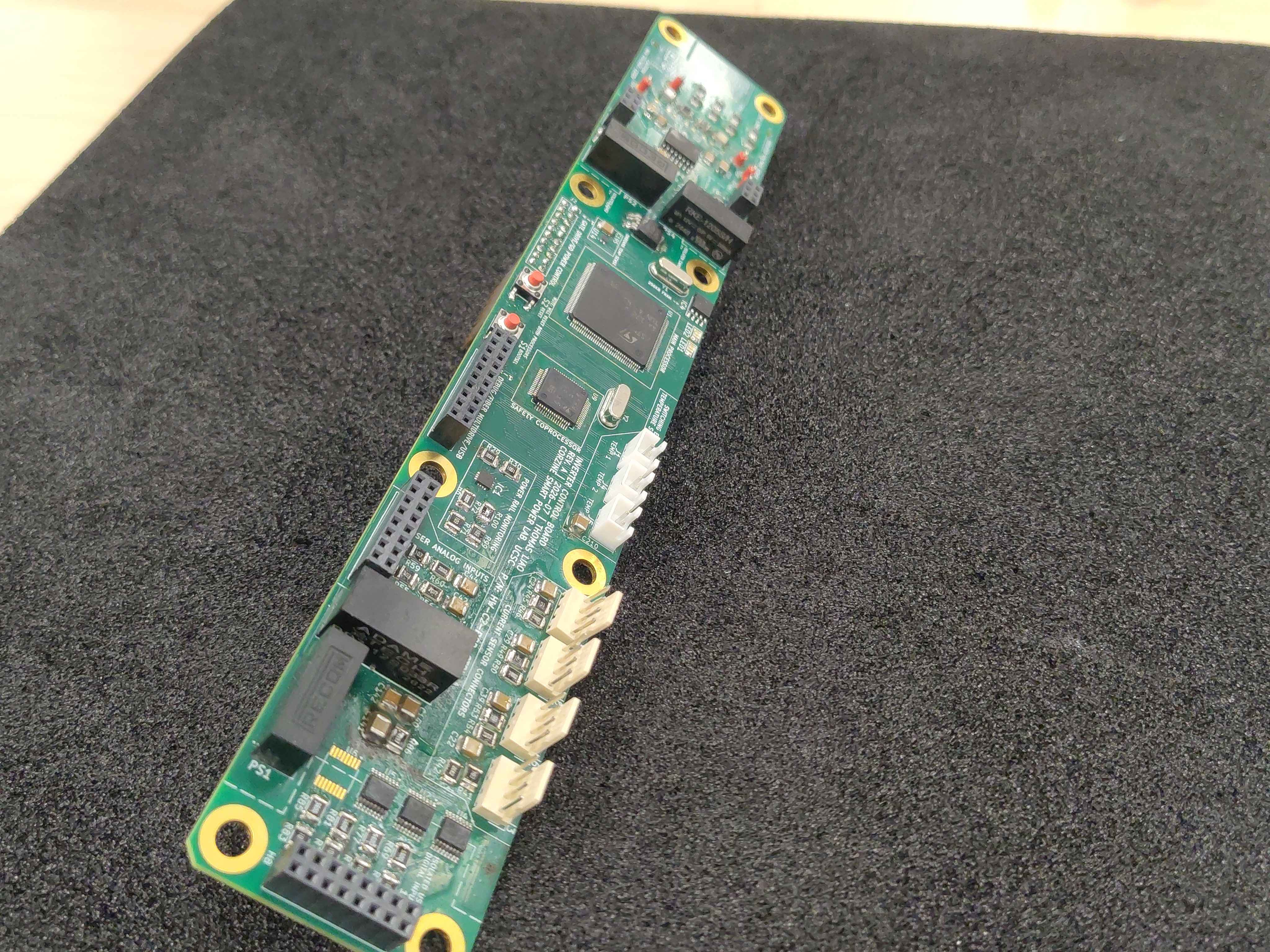 Completed control board assembly, angled top view