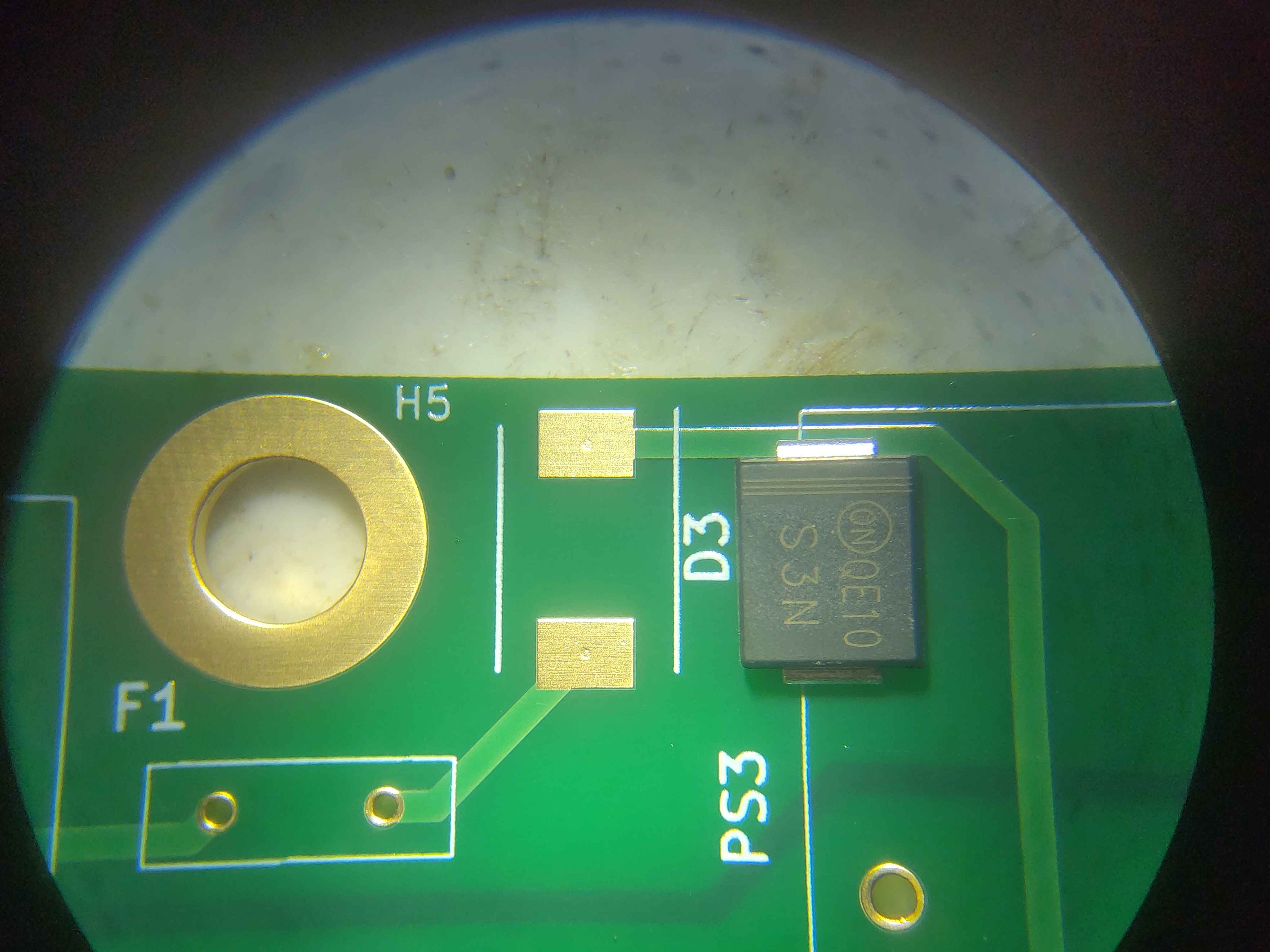 Diode polarity: package bar aligned with the longer silkscreen line