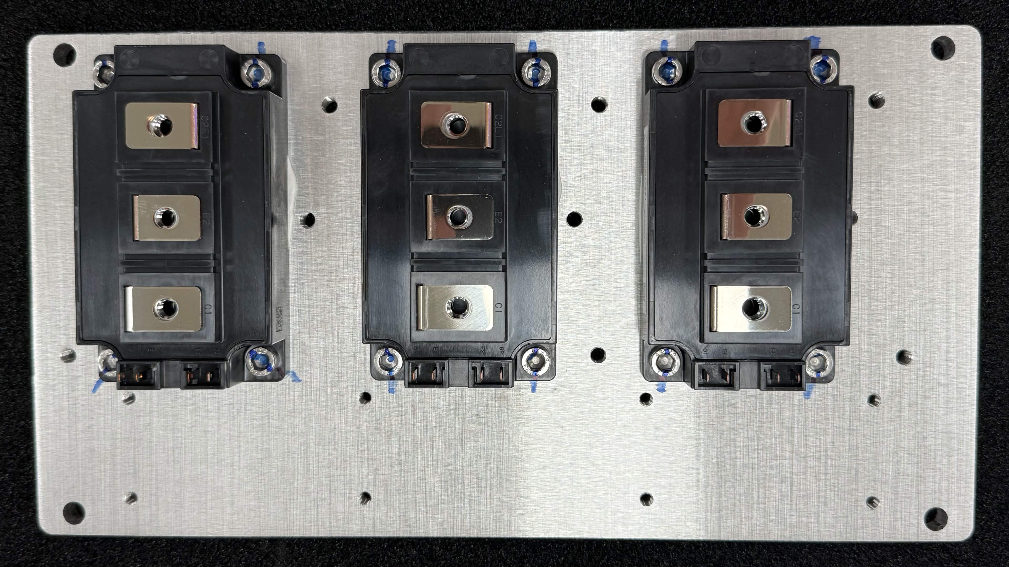 Final assembly with all three IGBT modules mounted on the baseplate