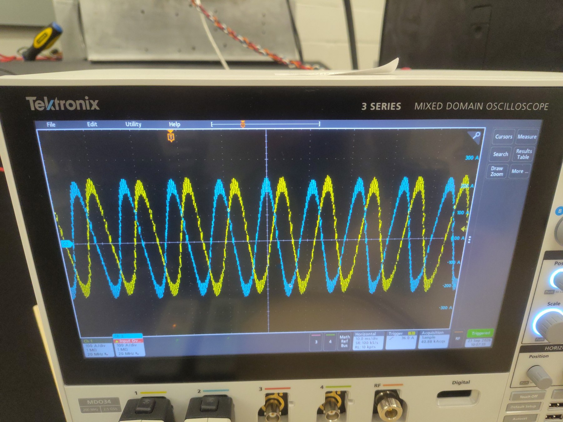 Oscilloscope capture during the regenerative run