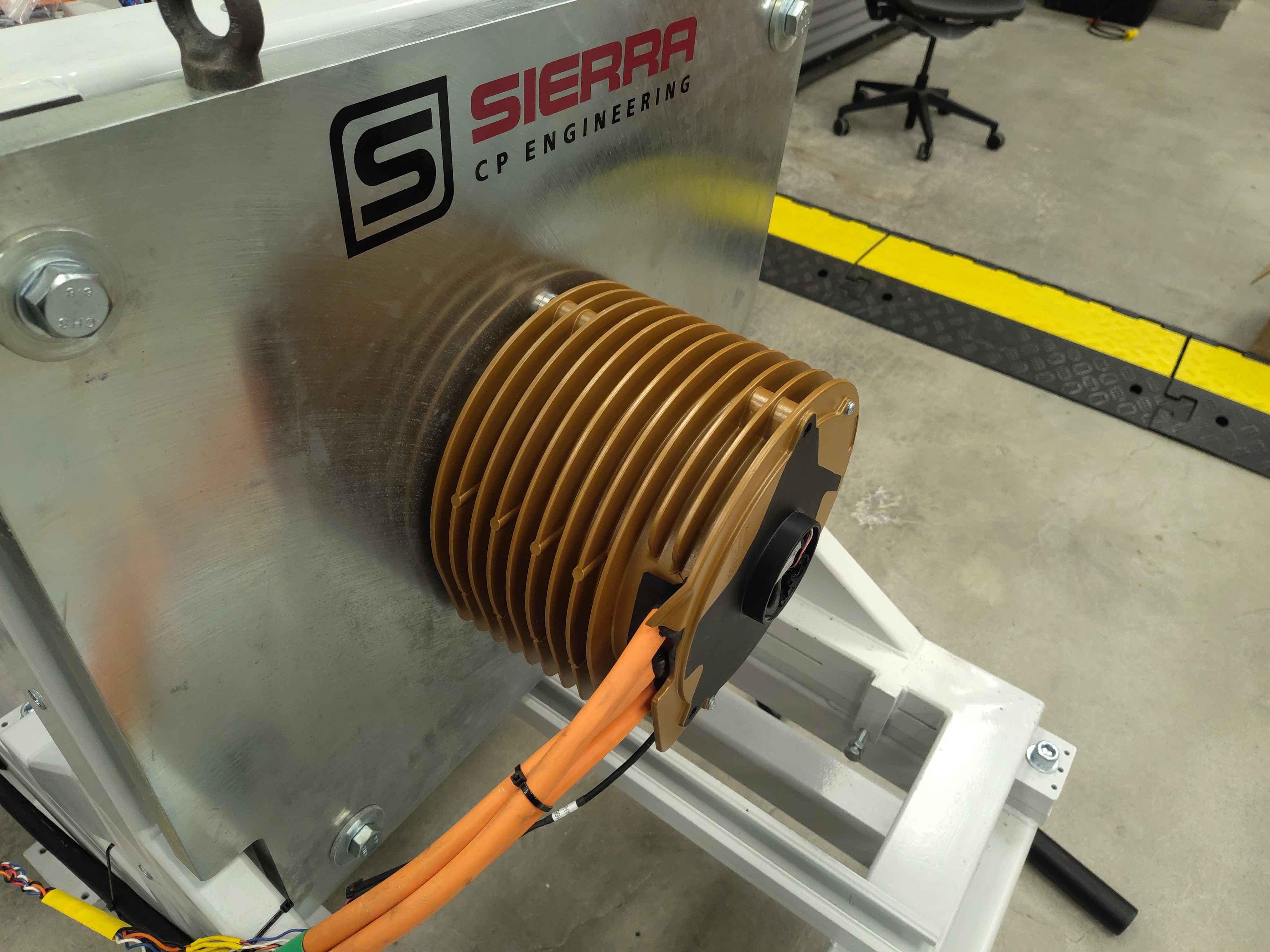 Side view of the motor and fixture